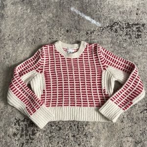 Wool Blend Chunky Knit Crop Sweater Size Medium Made In Turkey